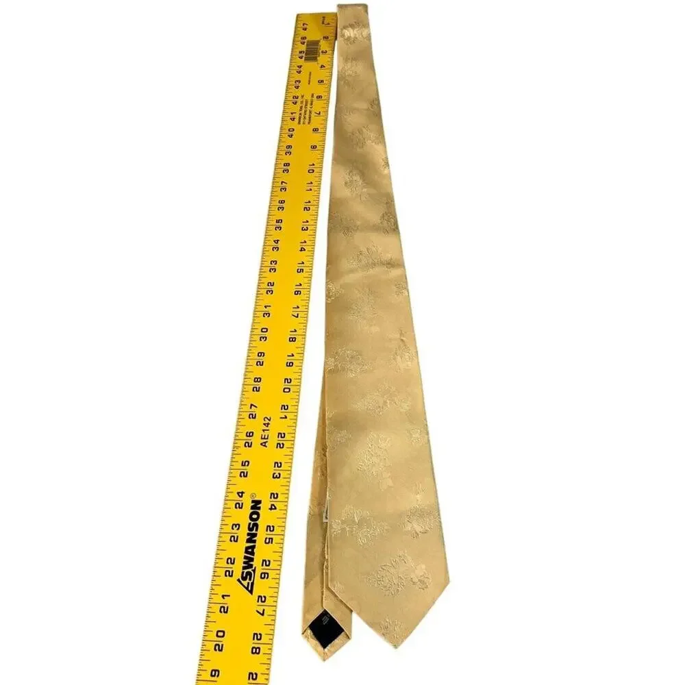 Ermenegildo Zegna Silk Tie Men’s Designer Gold Floral Pattern